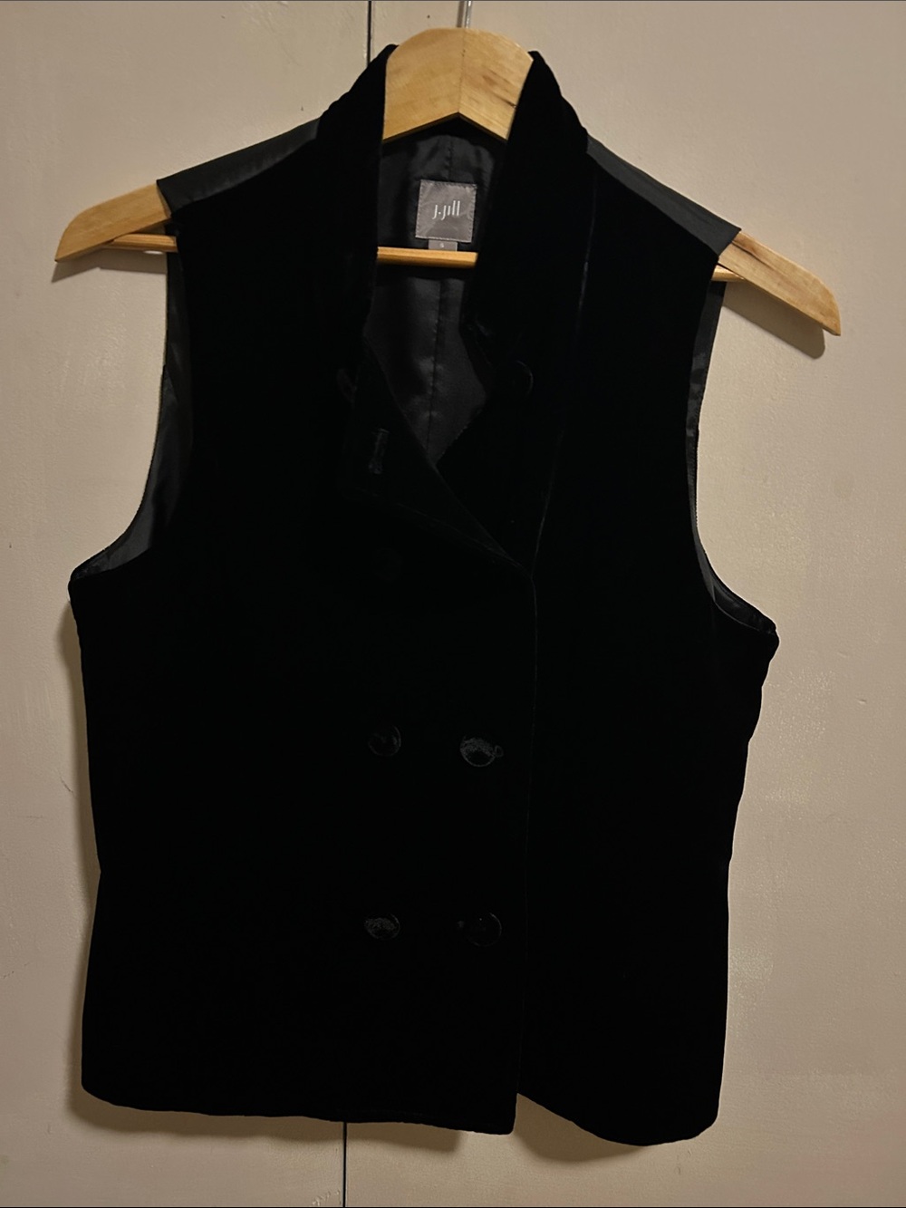 J. Jill Black Velvet Double-Breasted Vest